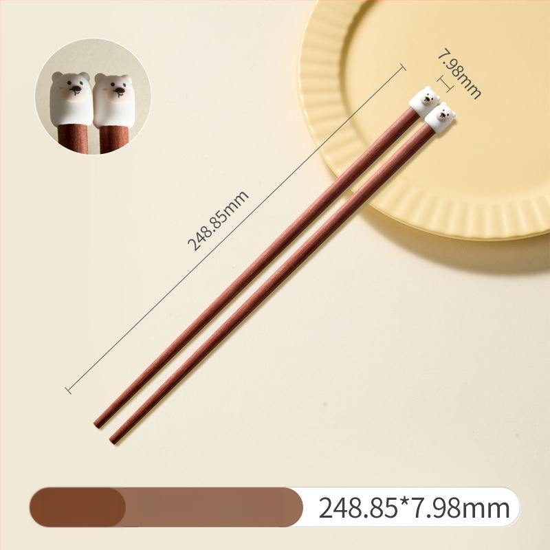 Palice na jedenie s karikatúrnym vzorom, roztomilý štýl, materiál: santalové drevo + PVC, s logom, prispôsobiteľné