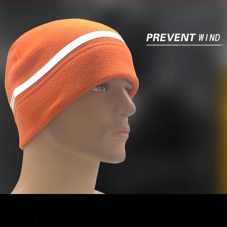 Čiapka z fleecu s reflexnou páskou na vonkajšie zimné športy, unisex, vhodná pre beh a cyklistiku