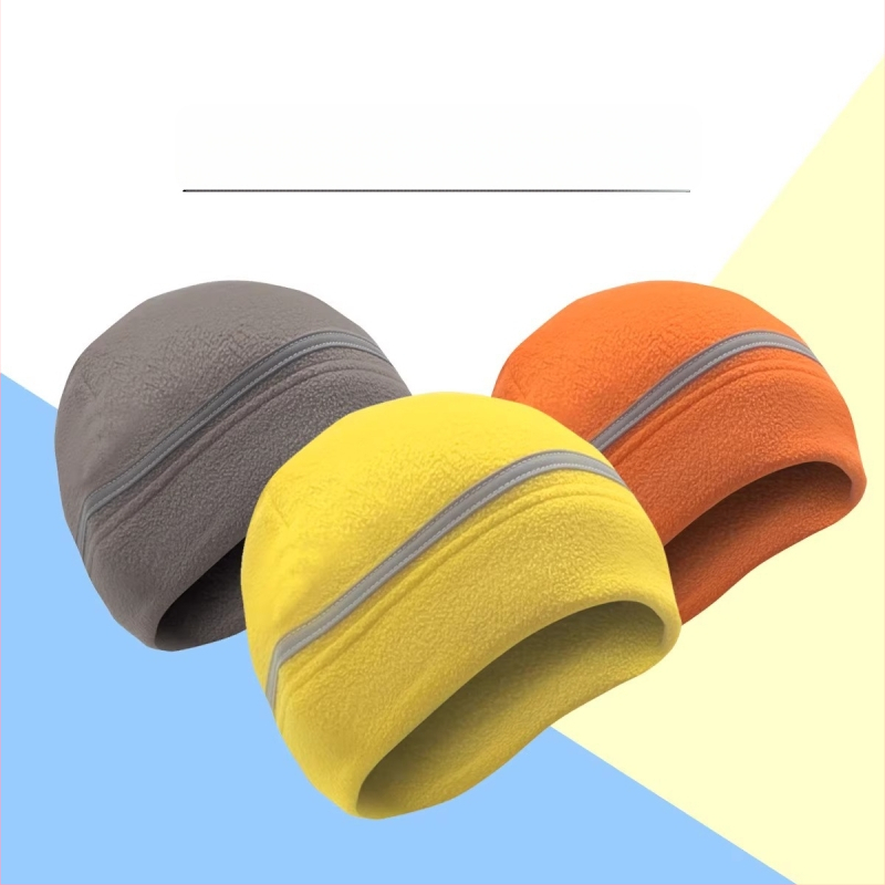 Čiapka z fleecu s reflexnou páskou na vonkajšie zimné športy, unisex, vhodná pre beh a cyklistiku