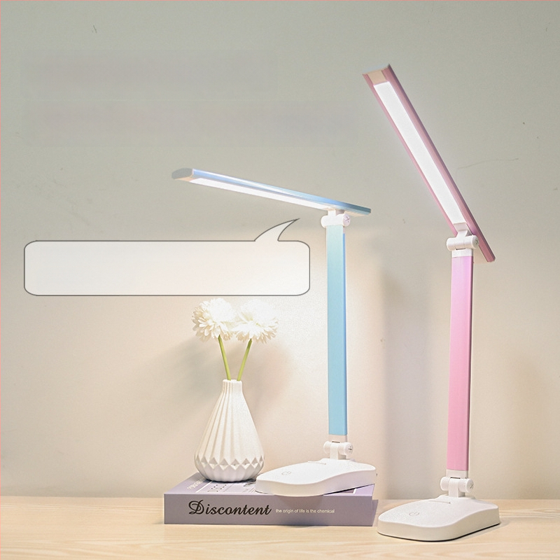 LED skladacia stolná lampa s USB nabíjaním a napájaním zo zásuvky, dotykové ovládanie, stmievateľná a teplotne nastaviteľná farba svetla, s vstavanou batériou