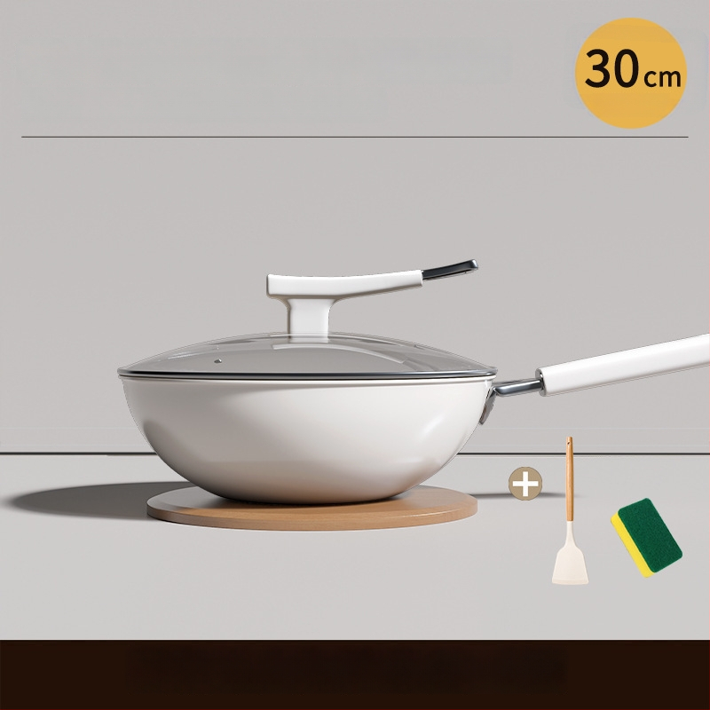 Wok s titanovým povlakom aplikovaným teplným striekaním, nepriľnavý, ploché dno, viečko z tvrdeného skla