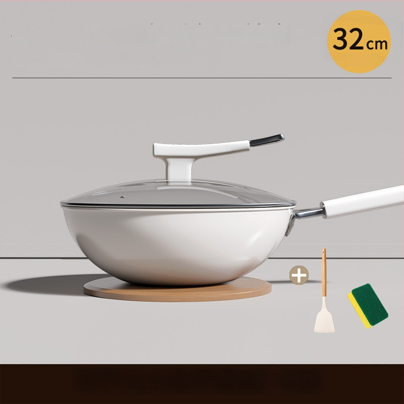 Wok s titanovým povlakom aplikovaným teplným striekaním, nepriľnavý, ploché dno, viečko z tvrdeného skla