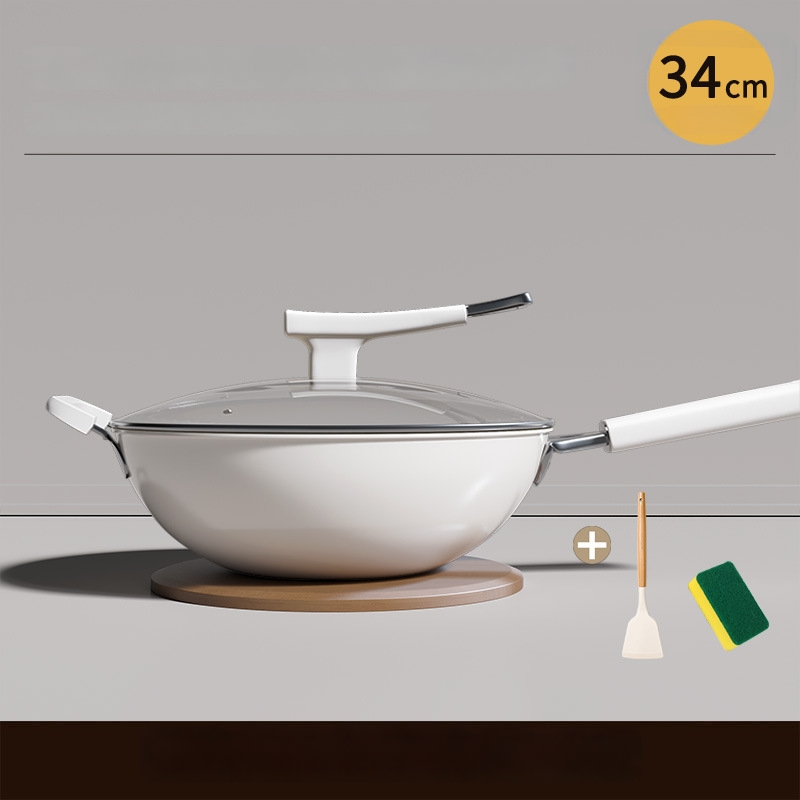 Wok s titanovým povlakom aplikovaným teplným striekaním, nepriľnavý, ploché dno, viečko z tvrdeného skla