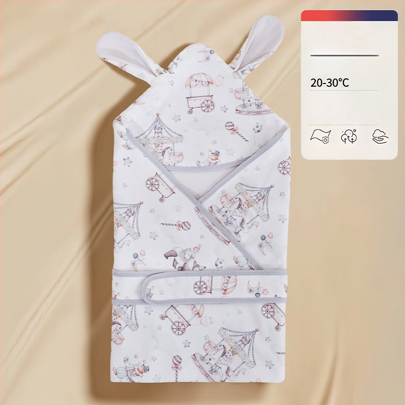 Новородено памучно квилтово одеяло, 100% памук, тегло до 0,5 кг, лято, карикатурен стил.