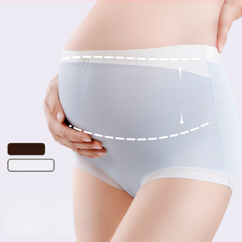 Nėščiosioms medvilninės aukštos juosmens bokseriai su pilvo parama ir sėdmenų pakėlimu, megzti, 90-95% medvilnė