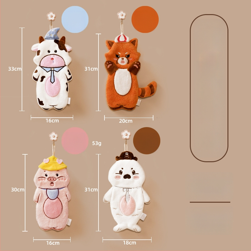 Παιδική κρεμάστρα πετσέτας χεριών με χαριτωμένο καρτούν, απορροφητική και γρήγορου στεγνώματος φλίς κοραλλιού, κεντημένη, μάρκα Pooky Bear, 32s νήματα, βάρος 50-80 g