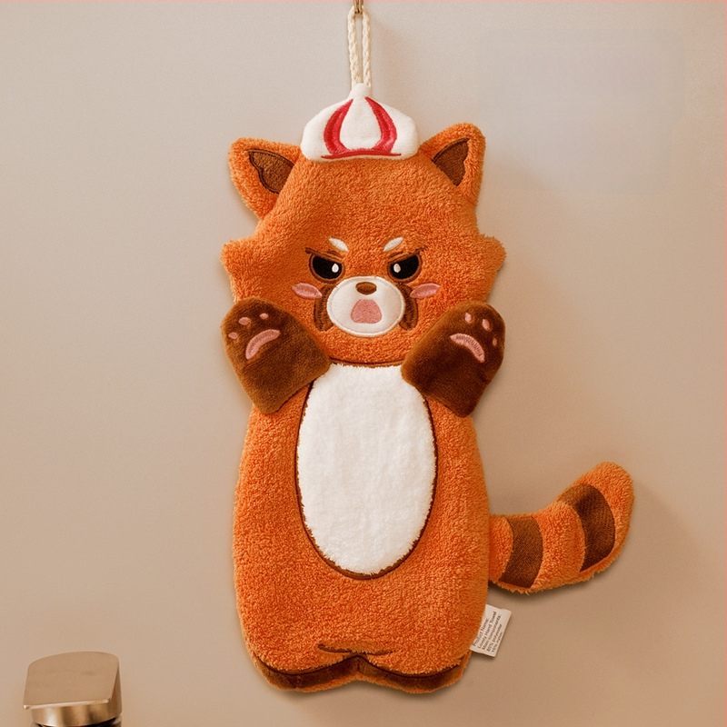 Παιδική κρεμάστρα πετσέτας χεριών με χαριτωμένο καρτούν, απορροφητική και γρήγορου στεγνώματος φλίς κοραλλιού, κεντημένη, μάρκα Pooky Bear, 32s νήματα, βάρος 50-80 g