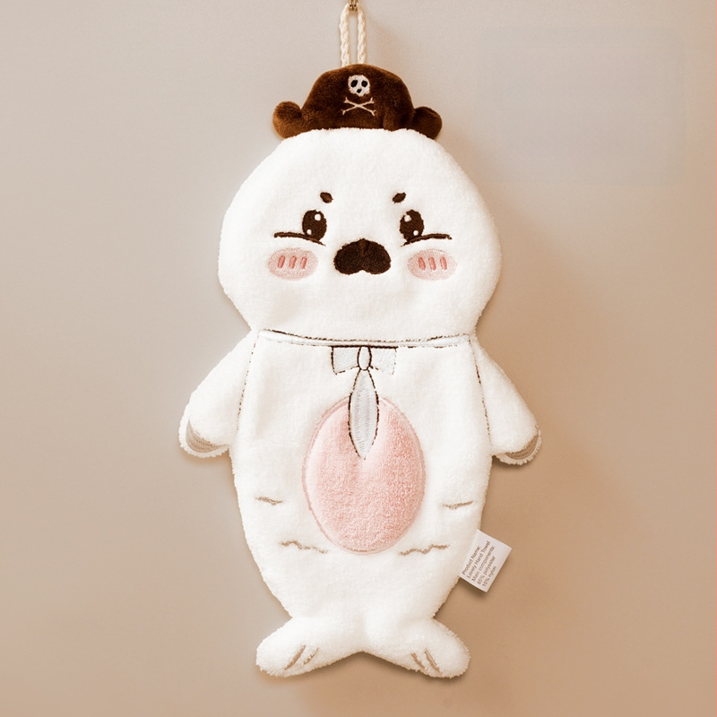 Παιδική κρεμάστρα πετσέτας χεριών με χαριτωμένο καρτούν, απορροφητική και γρήγορου στεγνώματος φλίς κοραλλιού, κεντημένη, μάρκα Pooky Bear, 32s νήματα, βάρος 50-80 g