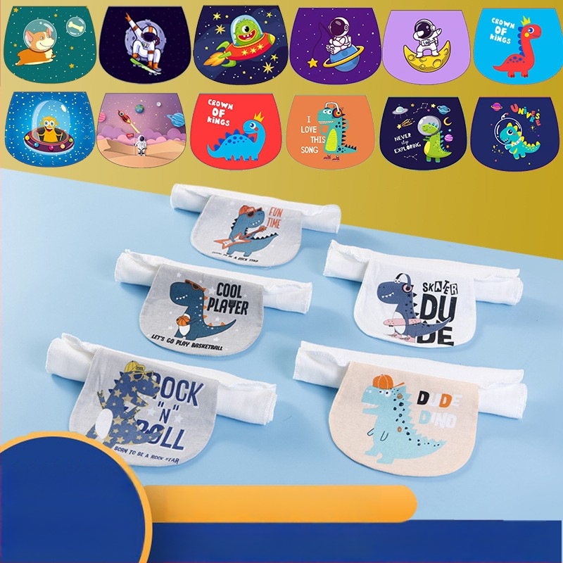 Detský bryndáčik z čistého bavlna (>95%), nepremokavý, cartoon vzor, pre deti 1–3 roky