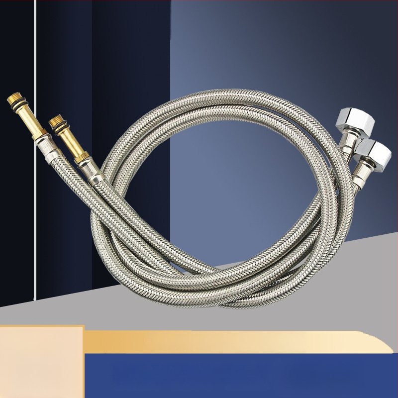 Hadica z opleteneho nehrdzavejúceho kovu na prívod vody, výbušne odolná, jednohlavý konektor, 304 SS, 1,6 MPa, 0–100°C