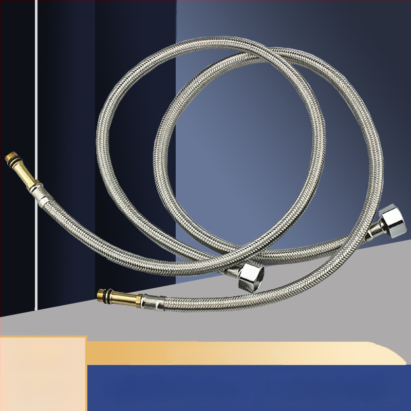 Hadica z opleteneho nehrdzavejúceho kovu na prívod vody, výbušne odolná, jednohlavý konektor, 304 SS, 1,6 MPa, 0–100°C