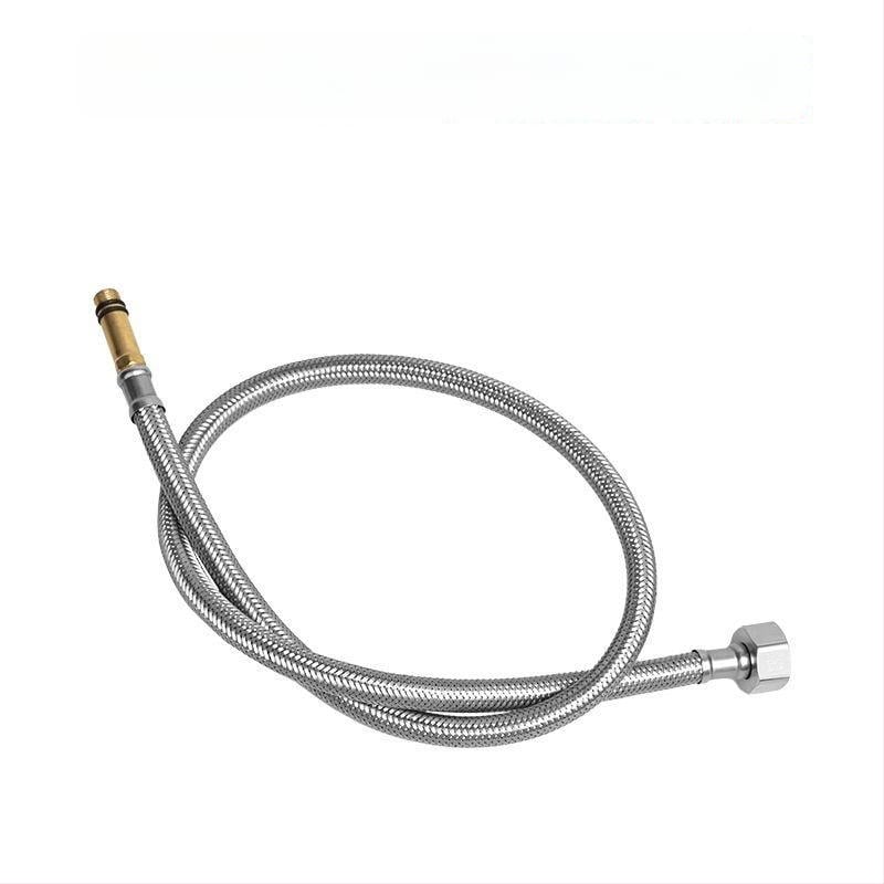 Hadica z opleteneho nehrdzavejúceho kovu na prívod vody, výbušne odolná, jednohlavý konektor, 304 SS, 1,6 MPa, 0–100°C