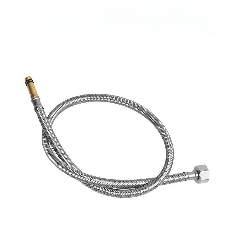 Hadica z opleteneho nehrdzavejúceho kovu na prívod vody, výbušne odolná, jednohlavý konektor, 304 SS, 1,6 MPa, 0–100°C