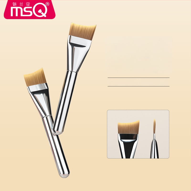 Foundation štetec na make-up, syntetické vlákna, plastová rúčka, prenosný, 1 ks