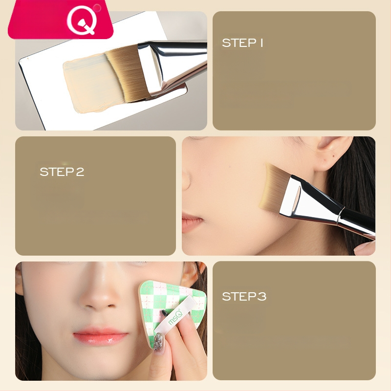 Foundation štetec na make-up, syntetické vlákna, plastová rúčka, prenosný, 1 ks