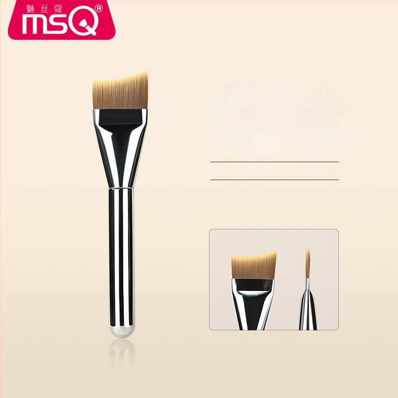 Foundation štetec na make-up, syntetické vlákna, plastová rúčka, prenosný, 1 ks