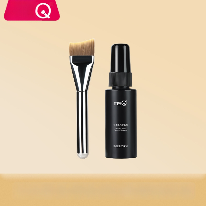 Foundation štetec na make-up, syntetické vlákna, plastová rúčka, prenosný, 1 ks
