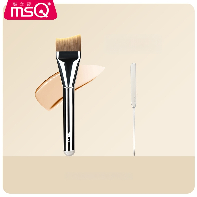 Foundation štetec na make-up, syntetické vlákna, plastová rúčka, prenosný, 1 ks