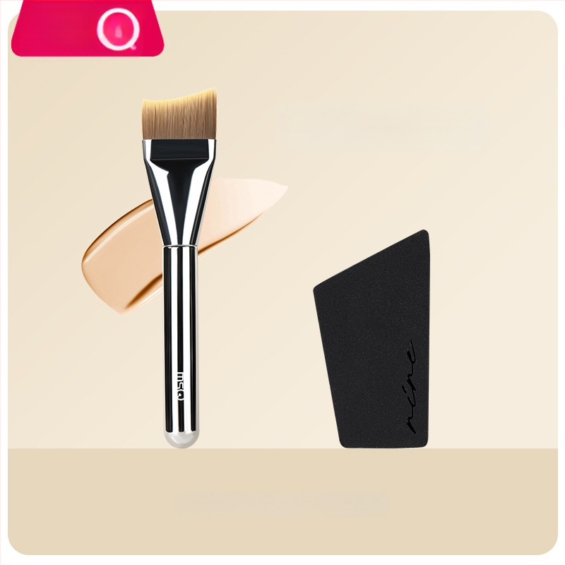 Foundation štetec na make-up, syntetické vlákna, plastová rúčka, prenosný, 1 ks