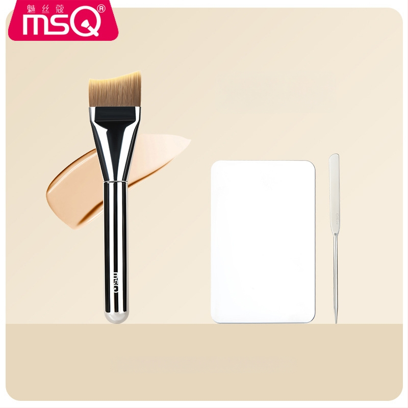 Foundation štetec na make-up, syntetické vlákna, plastová rúčka, prenosný, 1 ks