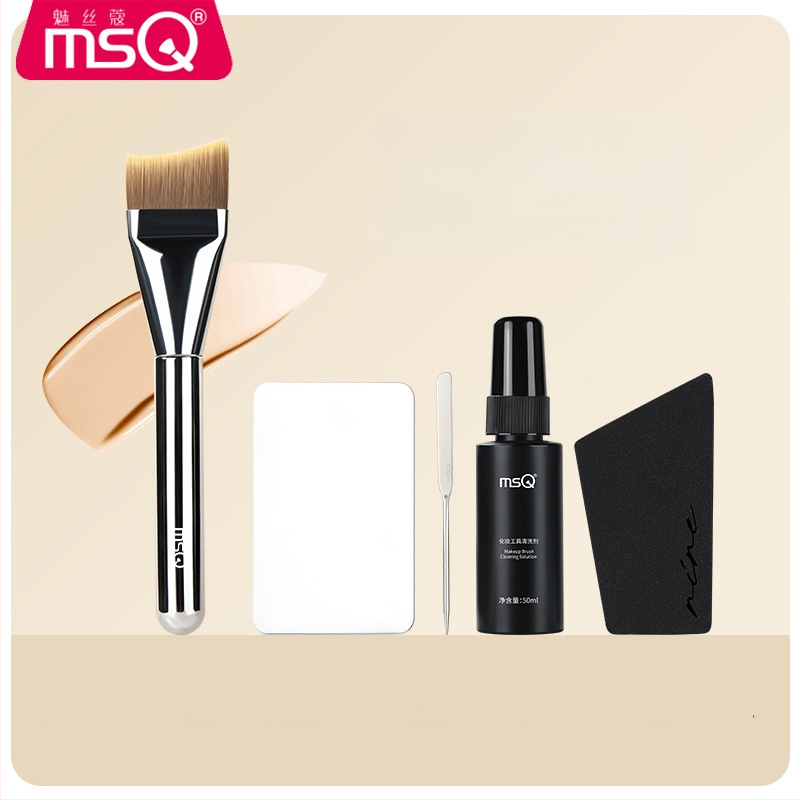 Foundation štetec na make-up, syntetické vlákna, plastová rúčka, prenosný, 1 ks