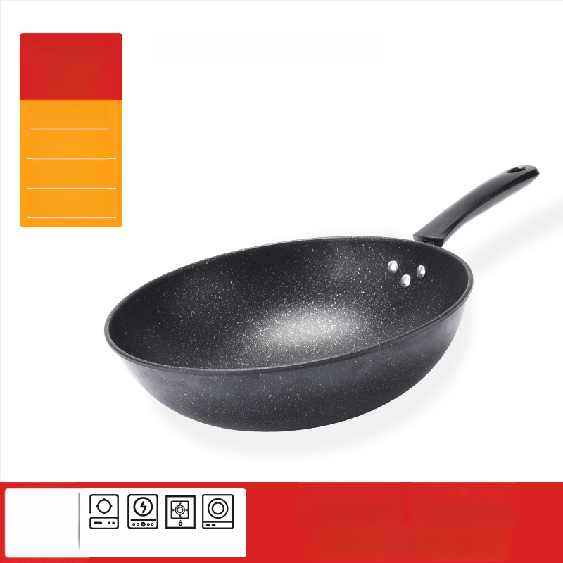 Onijia WOK z Maifanového kameňa - nepriľnavý, bez oleja, ploché dno, kompatibilný s indukciou, sklenené veko