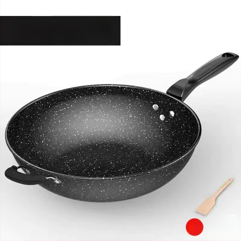 Onijia WOK z Maifanového kameňa - nepriľnavý, bez oleja, ploché dno, kompatibilný s indukciou, sklenené veko