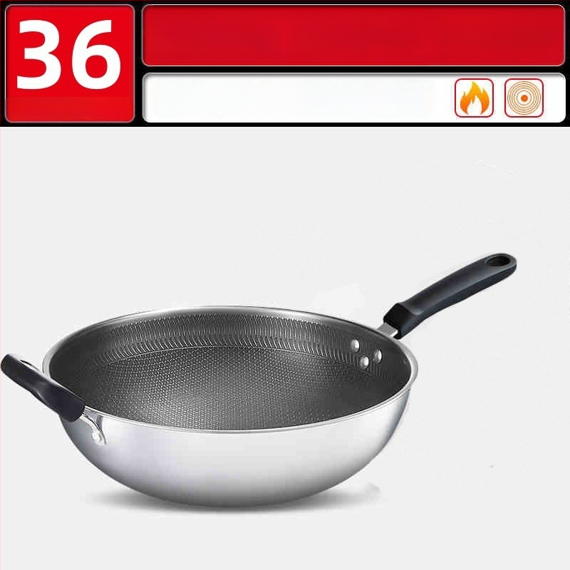 Wok pan s nepriľnavým povrchom z 316 nerezovej ocele, viacvrstvové dno, sklenené veko, vhodný na plynovú platňu