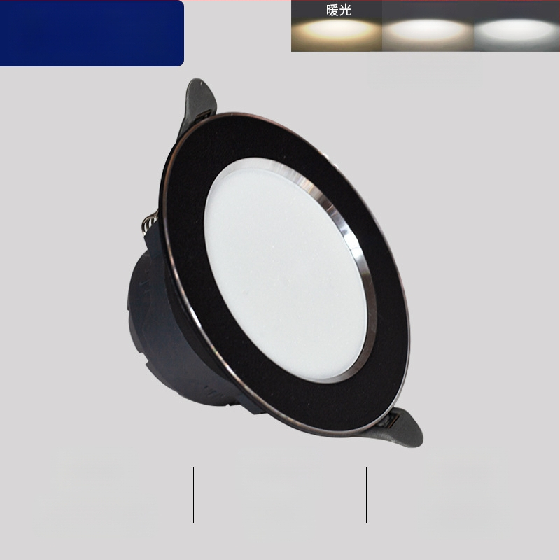 LED podhľadové downlight, skrytá inštalácia, trojfarebná regulácia farby, 220V, plastové puzdro