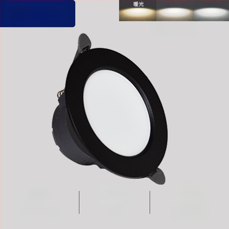 LED podhľadové downlight, skrytá inštalácia, trojfarebná regulácia farby, 220V, plastové puzdro