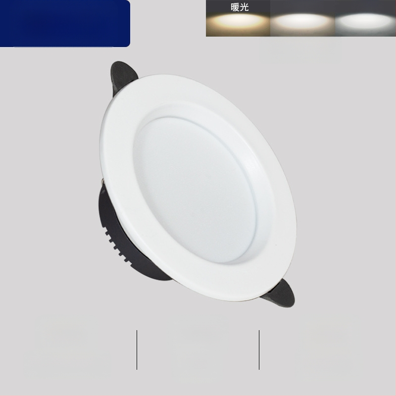 LED podhľadové downlight, skrytá inštalácia, trojfarebná regulácia farby, 220V, plastové puzdro