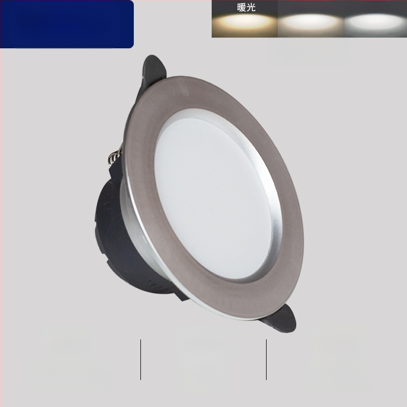 LED podhľadové downlight, skrytá inštalácia, trojfarebná regulácia farby, 220V, plastové puzdro