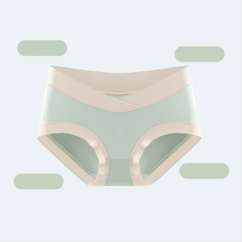 Tehotenské spodné prádlo z modalu, nízky pás, podpora bruška, farebný blok vzor, pletené šortky (Modal 90–95%, Bavlna 100%, Tkanina 50 count)