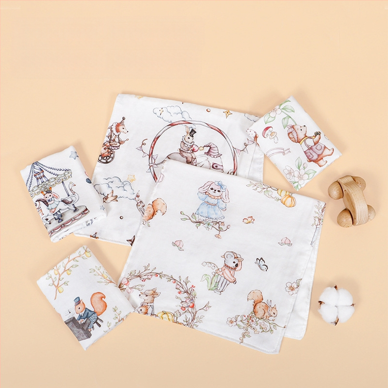 Žínka na tvár pre novorodencov z bambusovej priadze s motívom kresleného, 40-count vlákna, 42 g, absorpcia 0–5 s