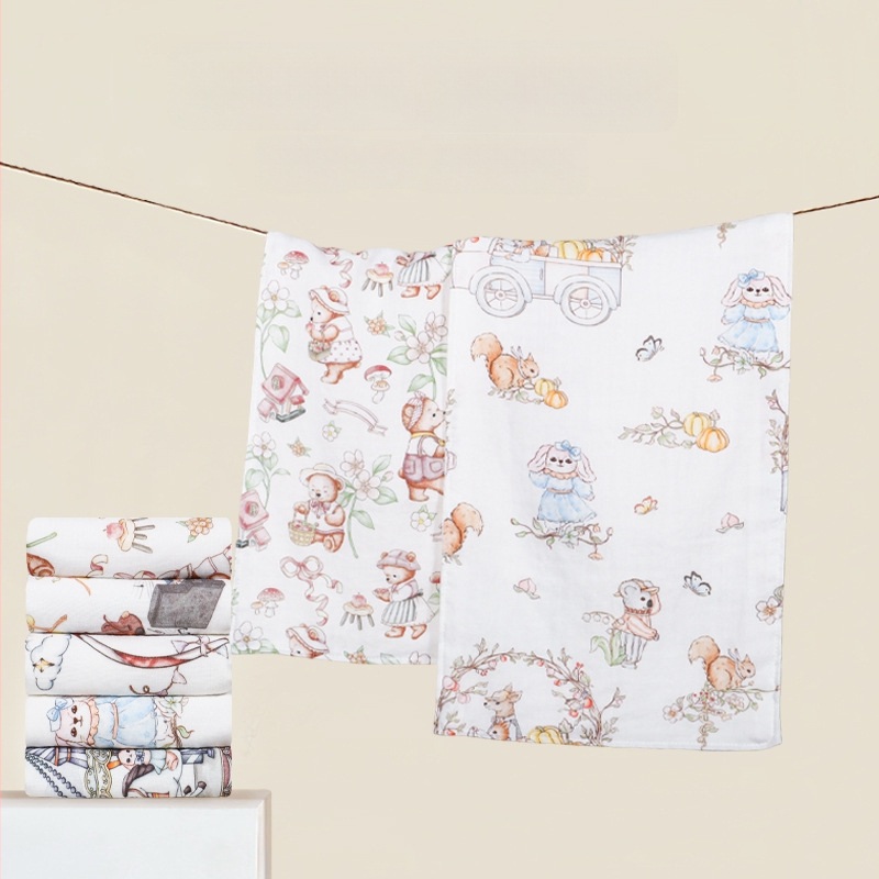 Žínka na tvár pre novorodencov z bambusovej priadze s motívom kresleného, 40-count vlákna, 42 g, absorpcia 0–5 s