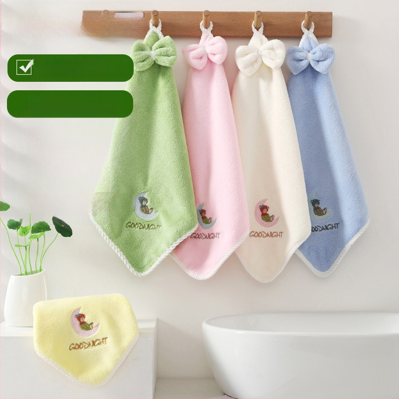 Moon Bear detský uterák, korálový flís materiál, 0–5 s vstrebávanie vody, vyšívané logo Moon Bear, uterák na sušenie vlasov, 45 g