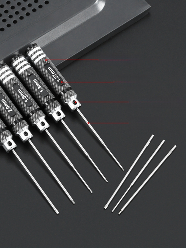 Set šesťuholníkových skrutkovačov pre model lietadla 1.27/1.3/1.5/2.5 mm, 6‑uholník