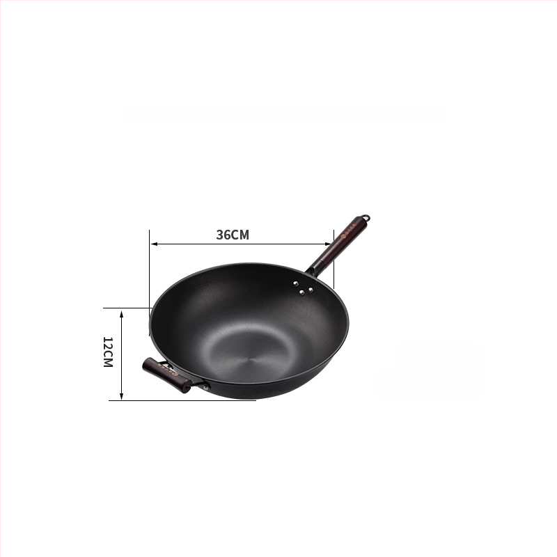 Wok z liatiny – čínskeho štýlu, kompatibilný s plynovým sporákom, jednovrstvové dno, sklenený pokrievka z nehrdzavejúcej ocele