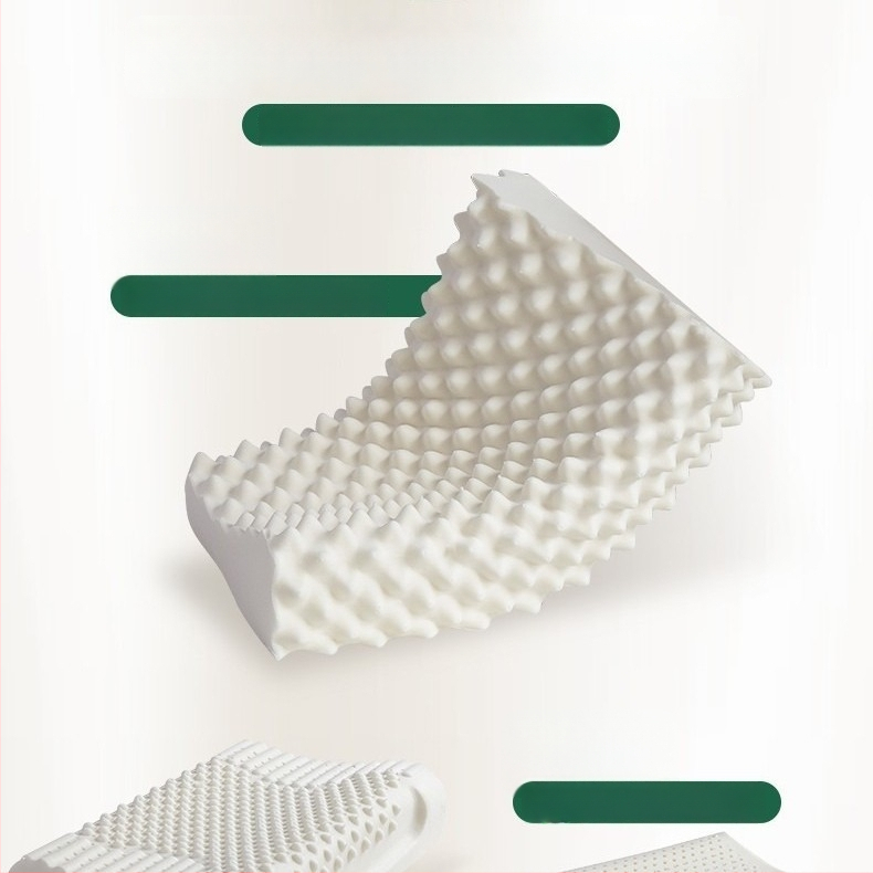 Latexový vankúš s 90% prírodným latexom, obdĺžnikový tvar, pletené jadro, výška 25 cm a viac, masážne granuly pre oporu krku