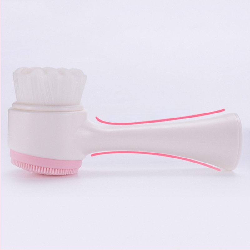 Jemná silikónová dvojstranná čistiaca kefka na tvár — stojací dizajn, ručná