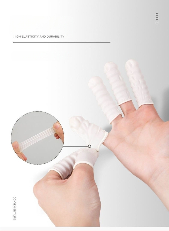 Jednorázové latexové prstové návleky na manikúru – hrubšie, s textúrou, odolné voči opotrebeniu a prepichnutiu
