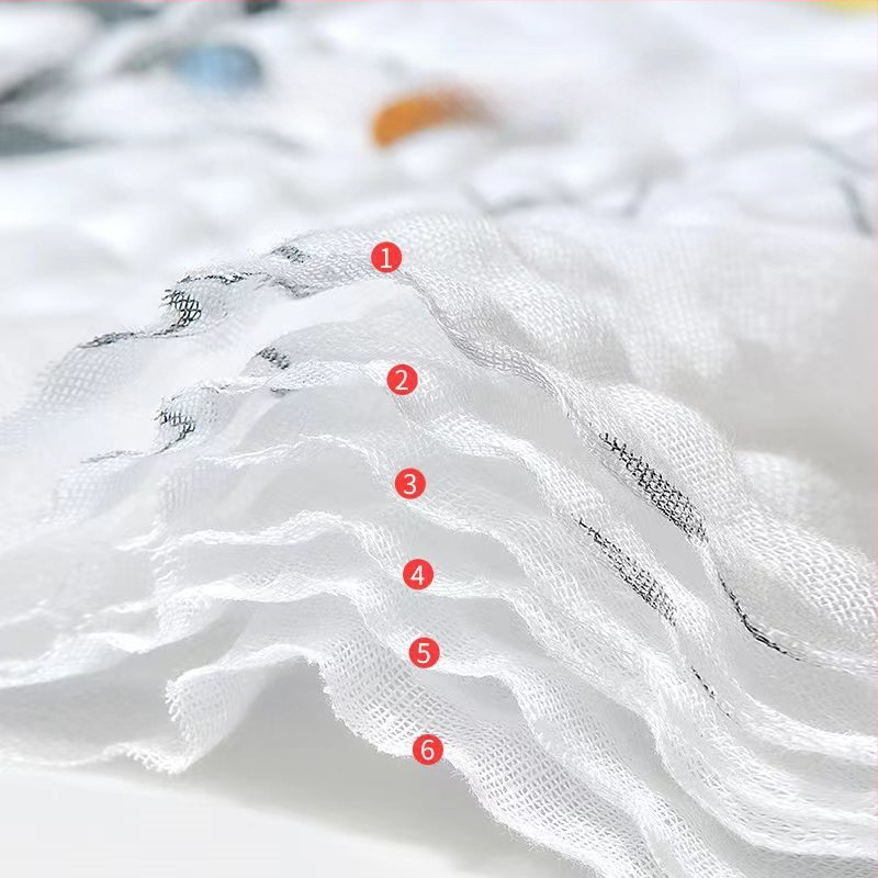 Dieťa šesťvrstvový bavlnený gáza uterák na balenie, 100% bavlna, 300–400 g, pre novorodencov