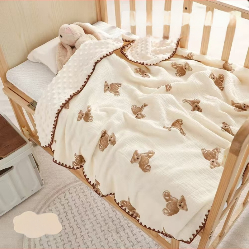 Новородено бебешко памучно газово одеяло, тегло 200–300 г, 100% памук, подходящо за всички сезони, карикатурен стил