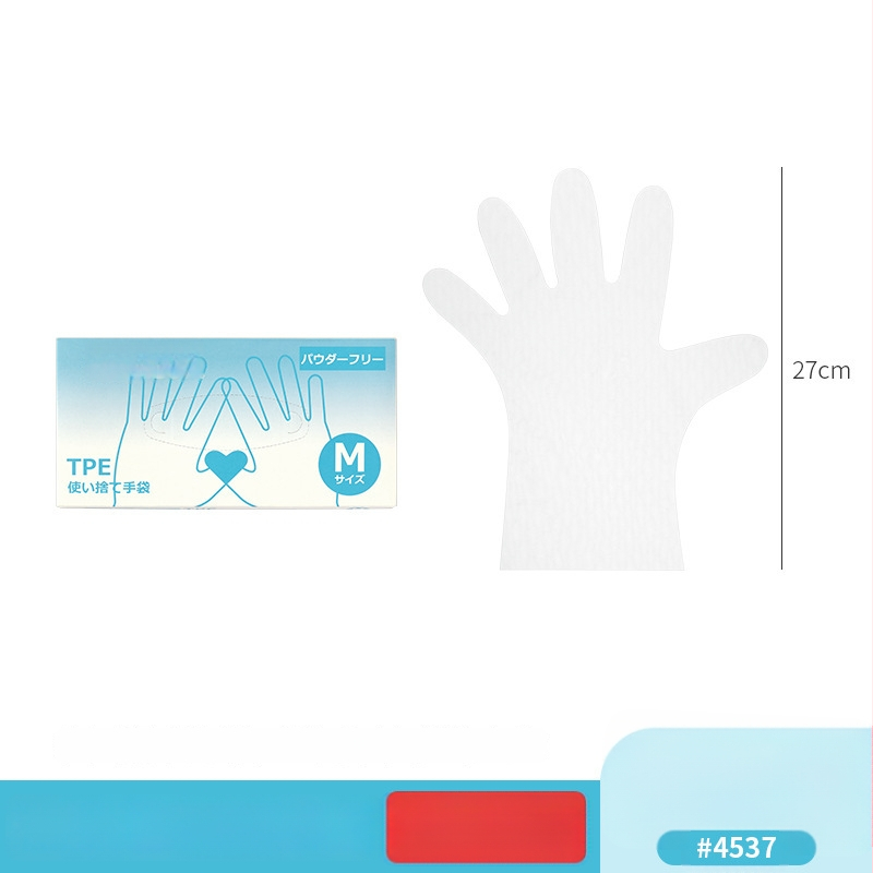 Jednorazové rukavice z CPE, potravinárska kvalita, protišmykové, priehľadné, balené v kuchynskej krabičke, hrúbka 0.05–0.1 mm, 50 ks v balení