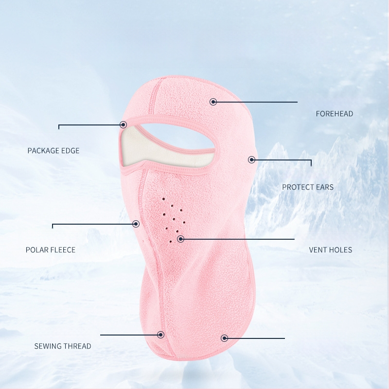 Jazdecká maska z polar fleece, vetru odolná, unisex, šitie štyrmi ihlami a šiestimi niťami