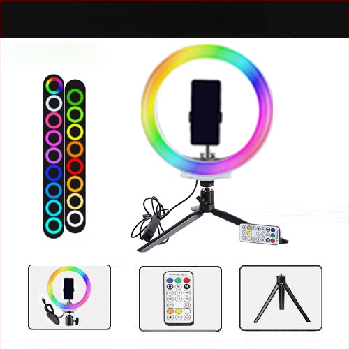 Chaobei RGB LED светлина за запълване с регулируема яркост, 10-50W, 5V, стойка за монтаж, за вътрешно, външно заснемане и стрийминг.