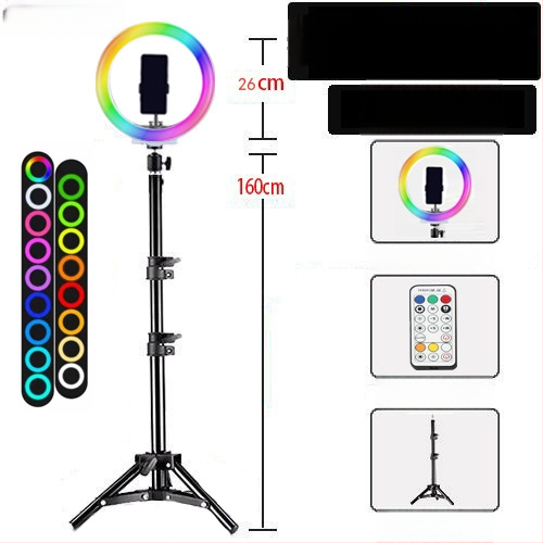 Chaobei RGB LED светлина за запълване с регулируема яркост, 10-50W, 5V, стойка за монтаж, за вътрешно, външно заснемане и стрийминг.