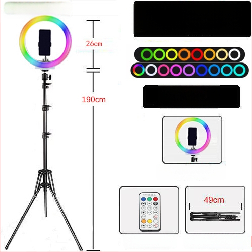 Chaobei RGB LED светлина за запълване с регулируема яркост, 10-50W, 5V, стойка за монтаж, за вътрешно, външно заснемане и стрийминг.