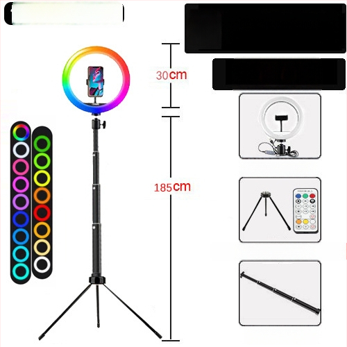 Chaobei RGB LED светлина за запълване с регулируема яркост, 10-50W, 5V, стойка за монтаж, за вътрешно, външно заснемане и стрийминг.