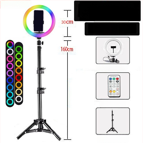 Chaobei RGB LED светлина за запълване с регулируема яркост, 10-50W, 5V, стойка за монтаж, за вътрешно, външно заснемане и стрийминг.